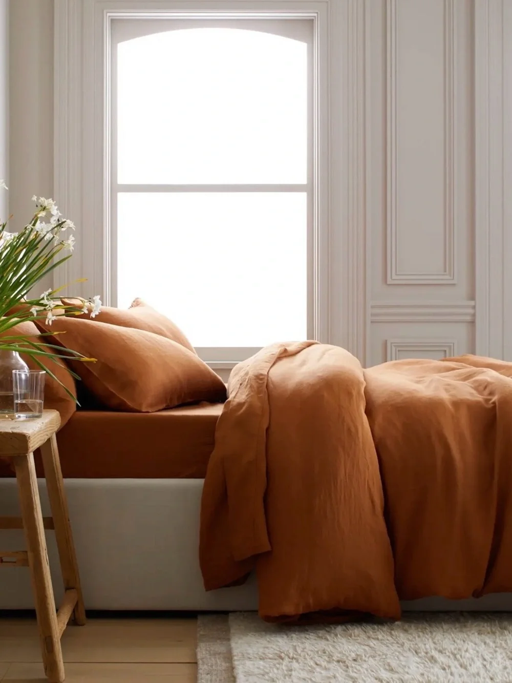 Quince European Linen 3 Piece Duvet Cover Set, King/Cal King (Terracotta)